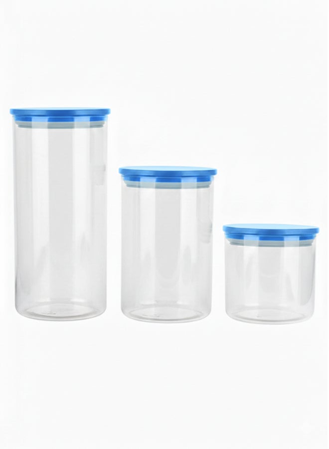 Borosilicate Glass Jar Set 3PCS Round – Airtight Transparent Storage Containers KB029 - Image 1